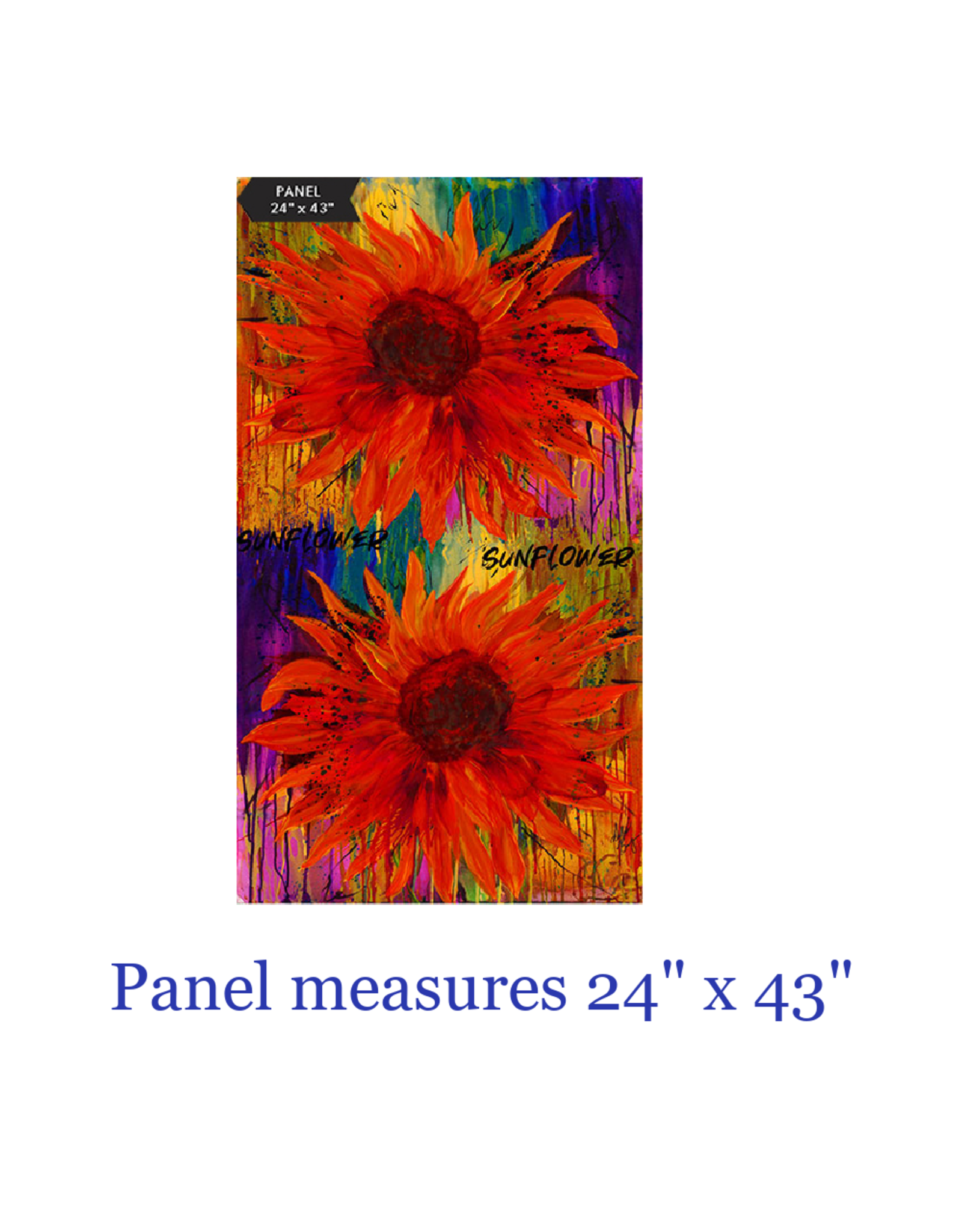Northcott Wildflower,  Sunflower in Brick, 24" x 43" Fabric Panel