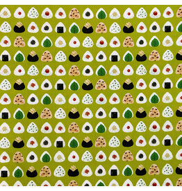 Japan Import Asano Japan, Onigiri on Wasabi Green, Fabric Half-Yards