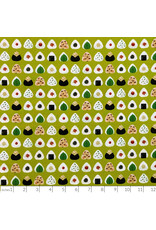 Japan Import Asano Japan, Onigiri on Wasabi Green, Fabric Half-Yards