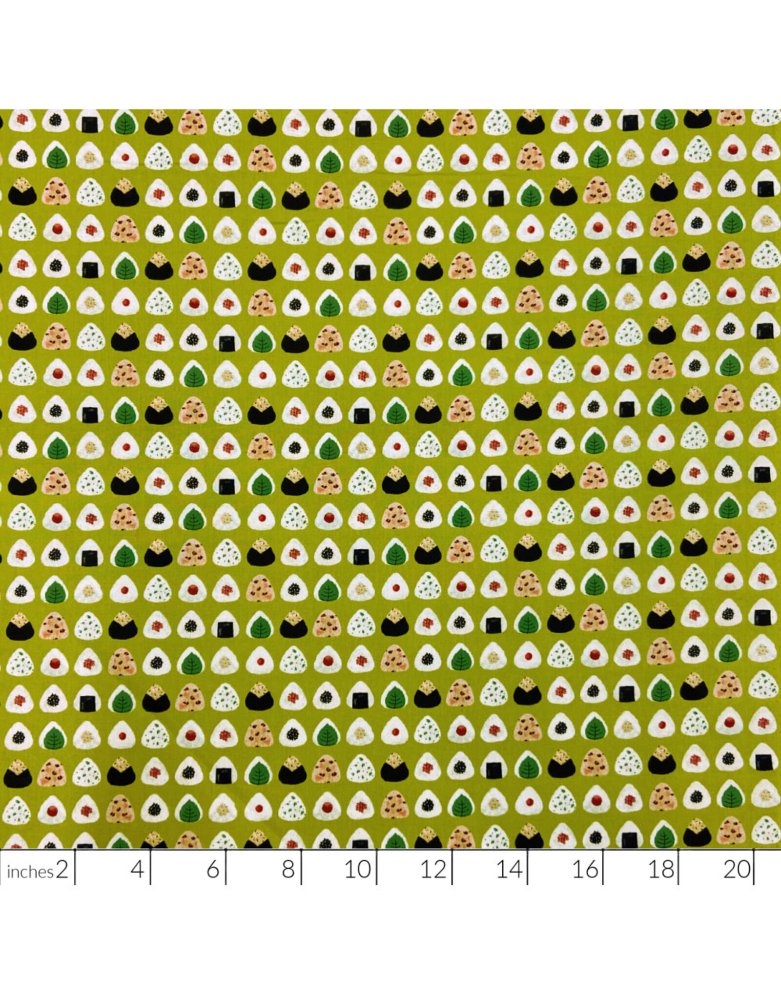 Japan Import Asano Japan, Onigiri on Wasabi Green, Fabric Half-Yards