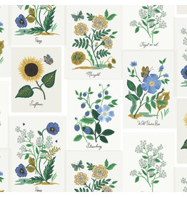 Rifle Paper Co. ON SALE-5 YARD CUT - Curio, Botanical Prints in Blue Multi