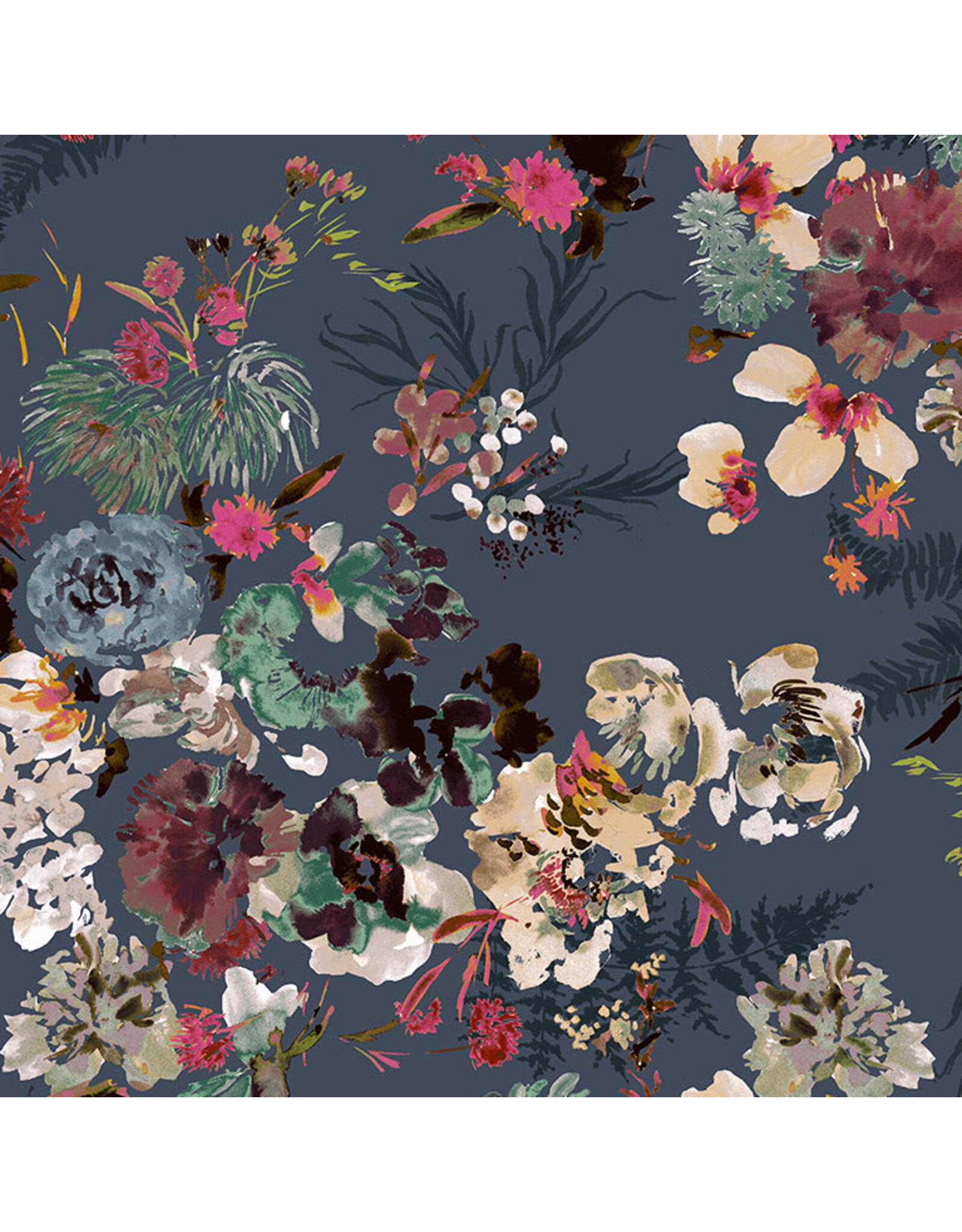 Kelly Ventura Perennial, Flora in Slate, Fabric Half-Yards