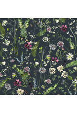 Kelly Ventura Perennial, Flowerfield in Indigo, Fabric Half-Yards