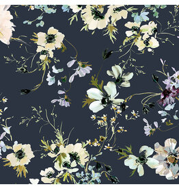 Kelly Ventura Perennial, Wild Anemone in Indigo, Fabric Half-Yards