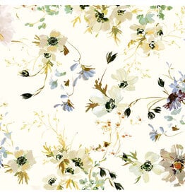 Kelly Ventura Perennial, Wild Anemone in Ivory, Fabric Half-Yards