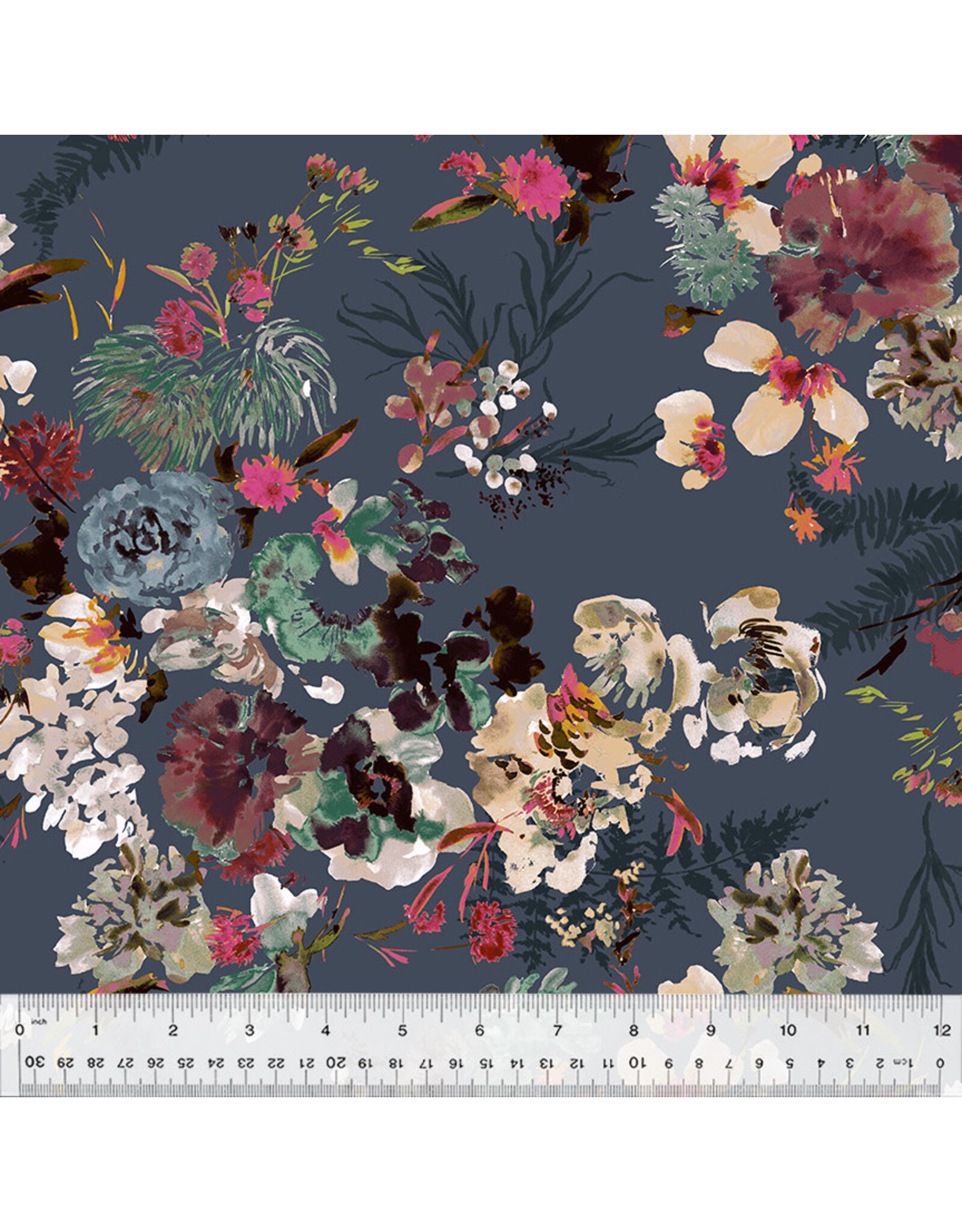 Kelly Ventura Perennial Jersey Knit, Flora in Slate, Fabric Half-Yards