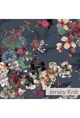 Kelly Ventura Perennial Jersey Knit, Flora in Slate, Fabric Half-Yards