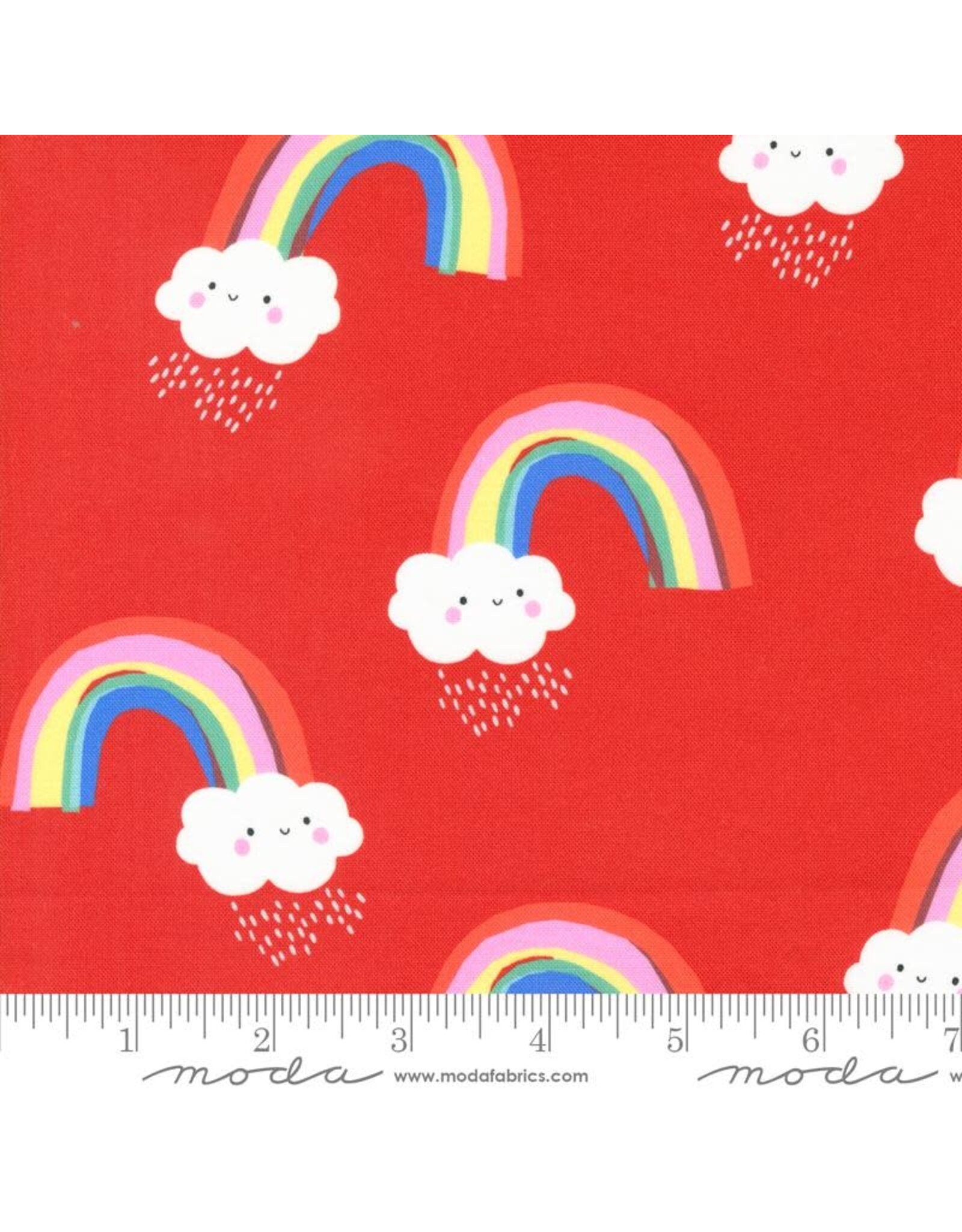 Moda Whatever the Weather, Papercut Rainbows in Rose, Fabric Half-Yards