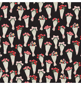 Riley Blake Fabrics ON SALE- 5 YARD CUT - My Valentine, Bouquets in Black