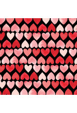 Riley Blake Fabrics My Valentine, Hearts in Black, Fabric Half-Yards