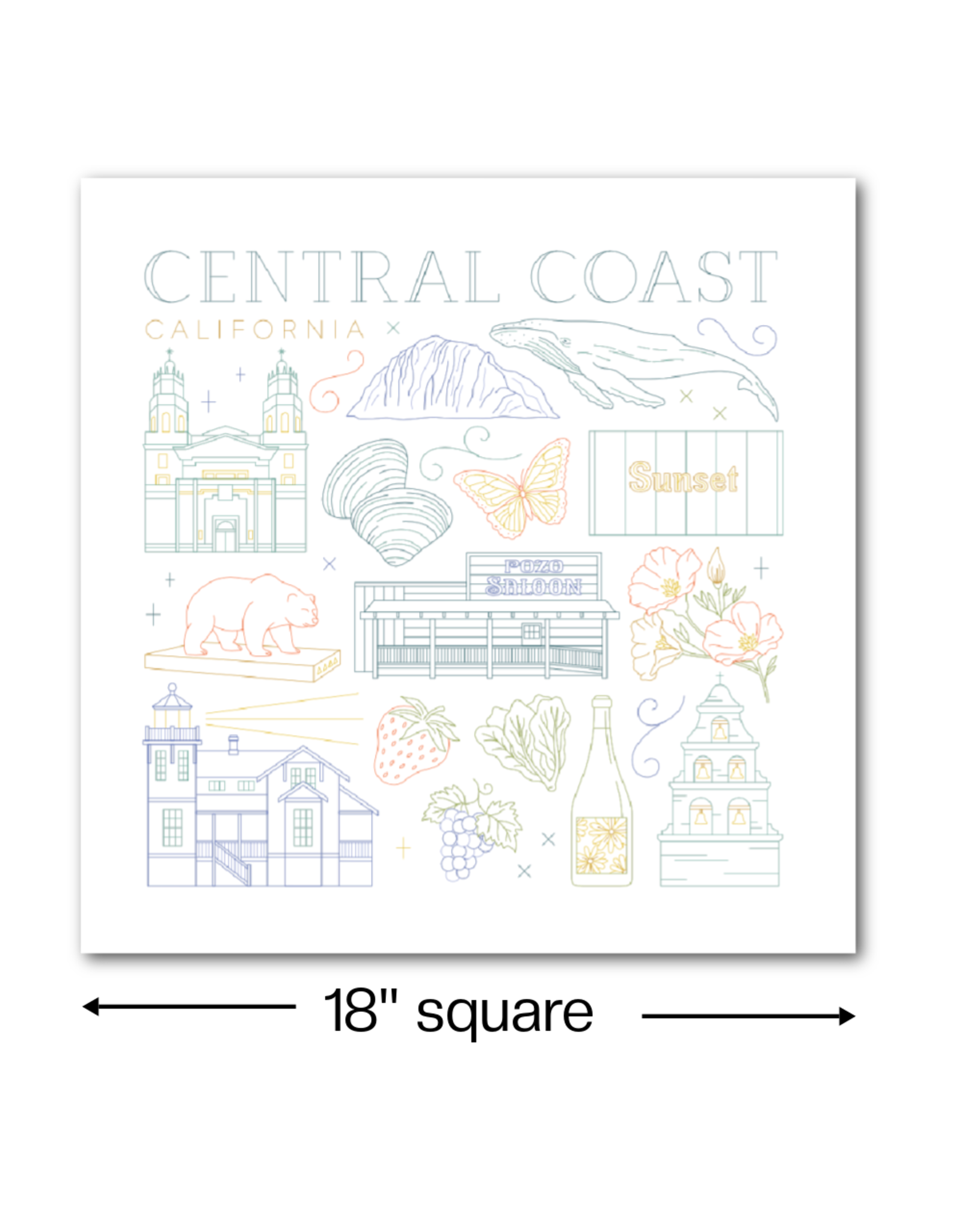 Cedar O'Reilly CA Central Coast Embroidery Sampler (sampler cloth and backing cloth only)