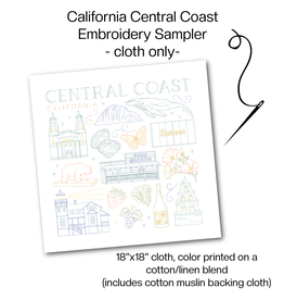Cedar O'Reilly CA Central Coast Embroidery Sampler (sampler cloth and backing cloth only)