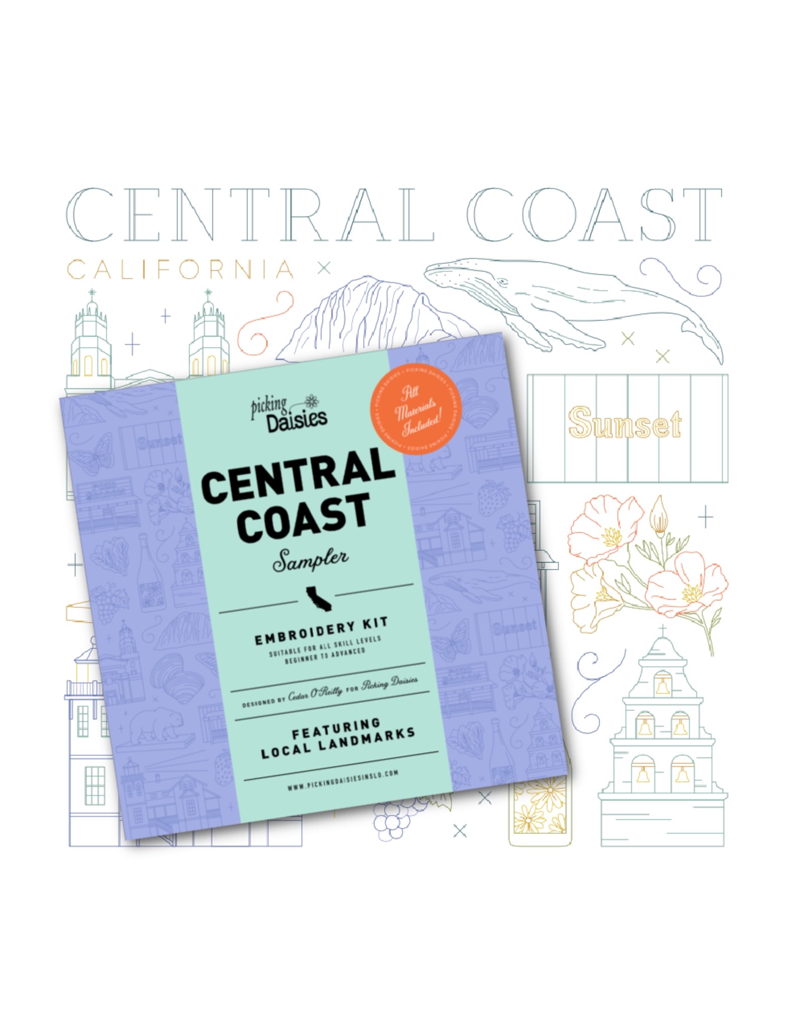 Cedar O'Reilly CA Central Coast Embroidery Sampler Kit