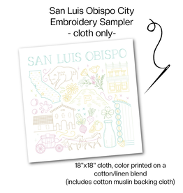 Cedar O'Reilly SLO City Embroidery Sampler (sampler cloth and backing cloth only)