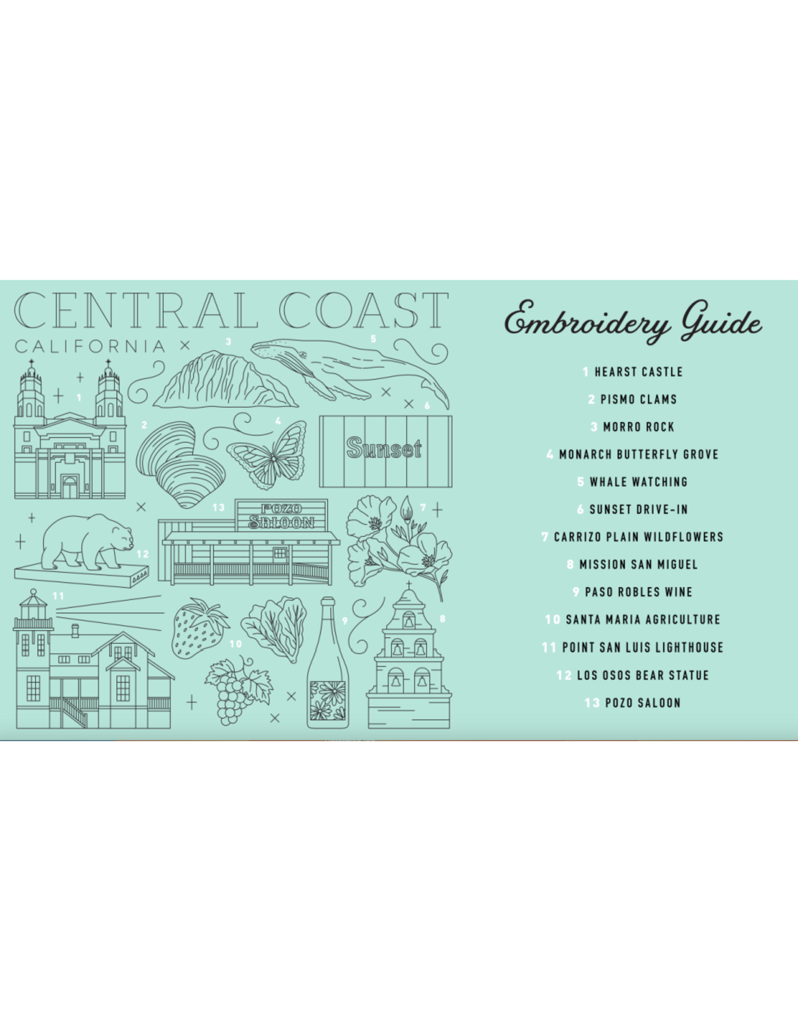 Cedar O'Reilly CA Central Coast Embroidery Sampler Kit