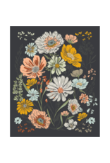 Moda Woodland Wildflowers Panel in Charcoal, 36" x 44" Fabric Panel