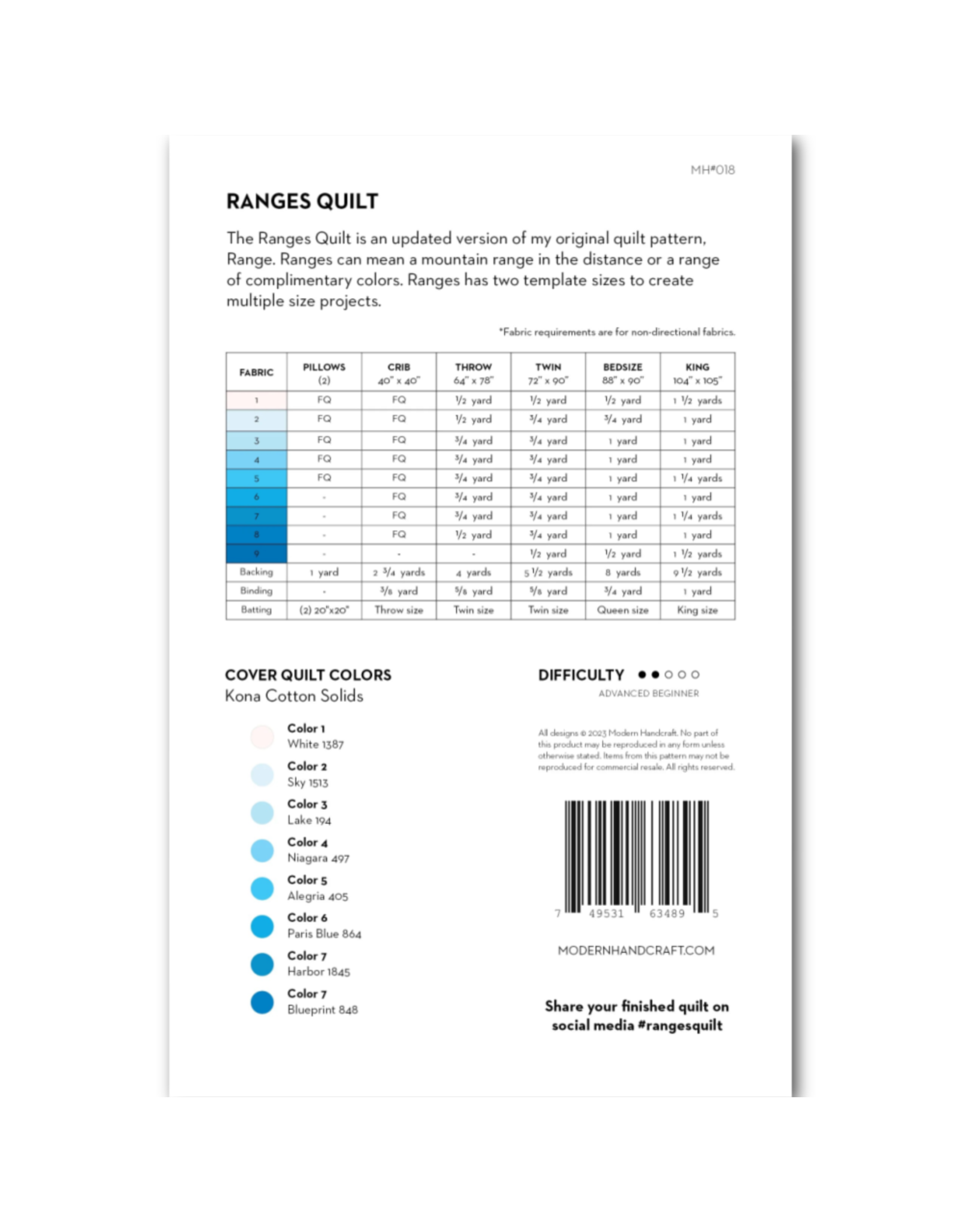 Modern Handcraft Ranges Quilt Pattern