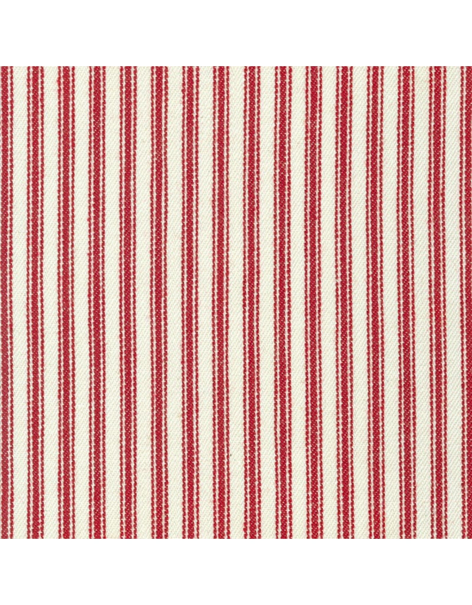 Robert Kaufman Classic Ticking Stripe Canvas in Cherry Red, Fabric Half-Yards