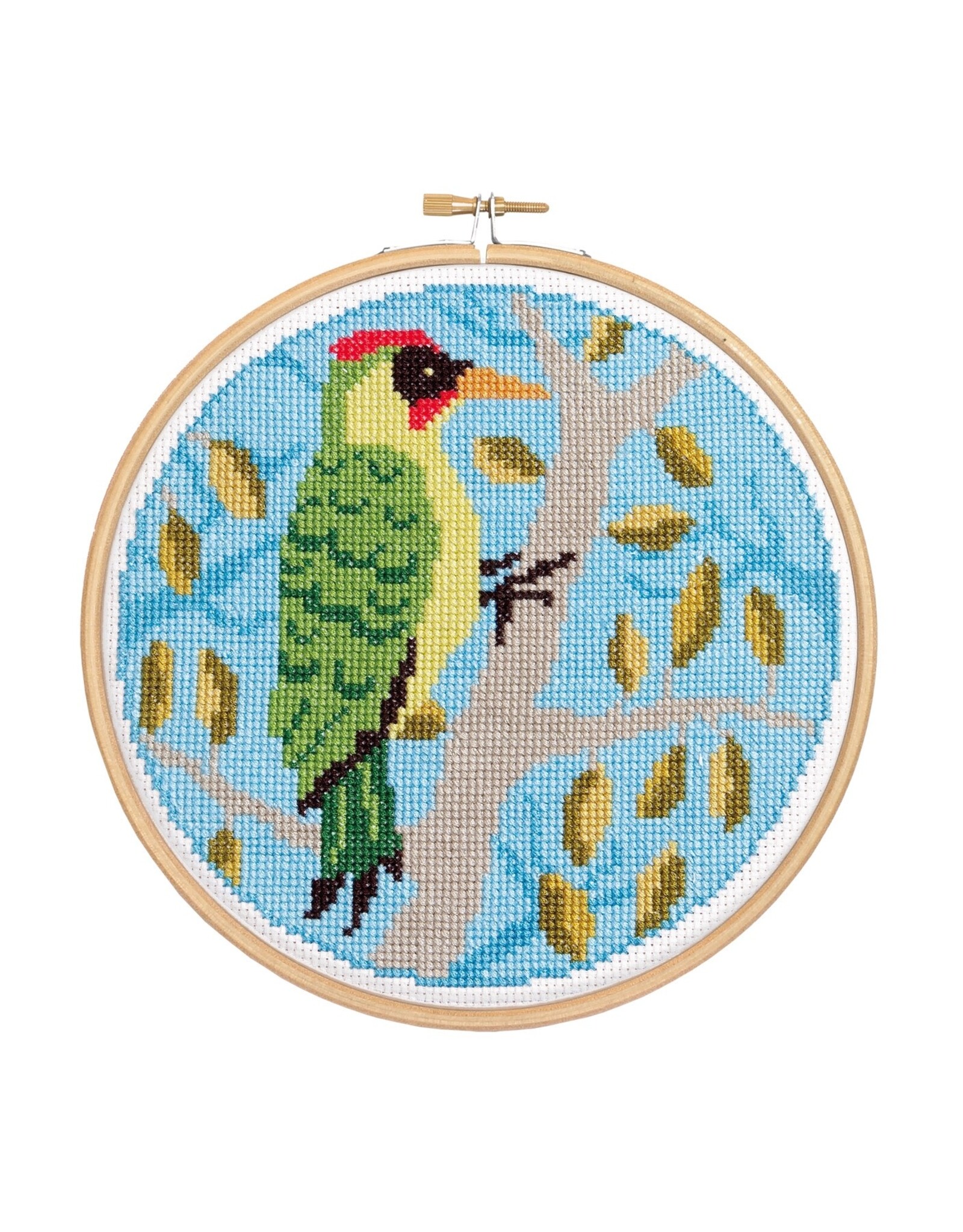 Hawthorne Handmade Green Woodpecker Cross Stitch Kit