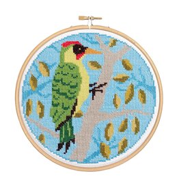 Hawthorne Handmade ON SALE - Green Woodpecker Cross Stitch Kit - 40% OFF