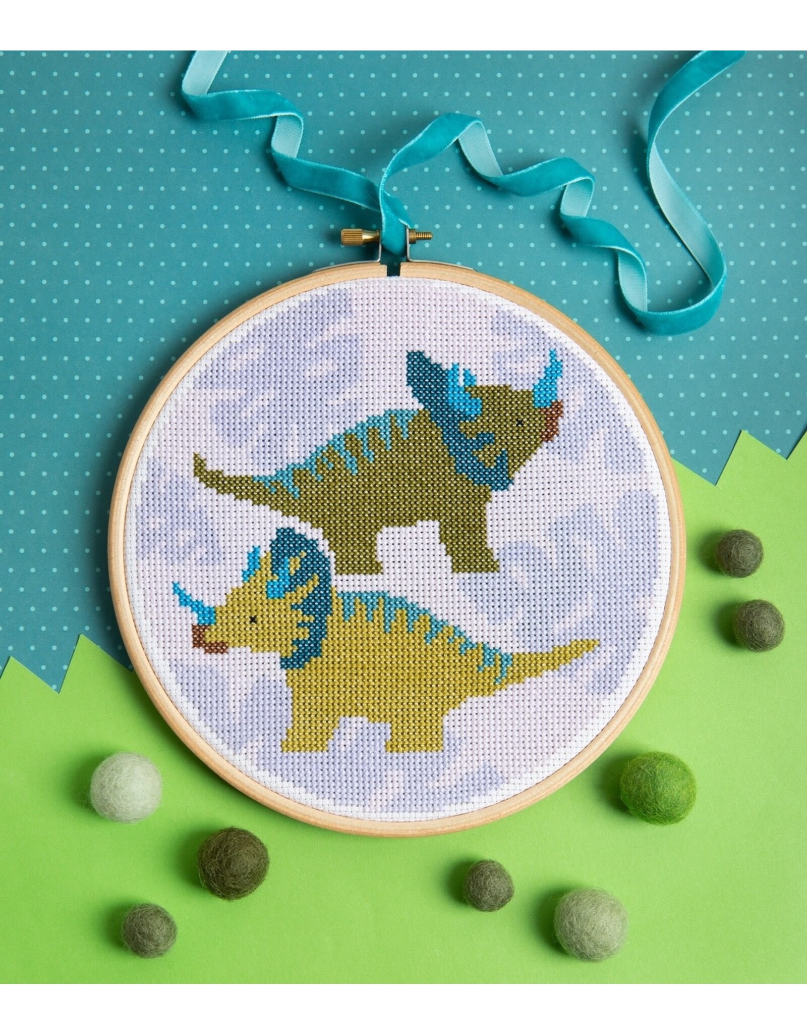 Hawthorne Handmade ON SALE - Triceratops Cross Stitch Kit - 40% OFF