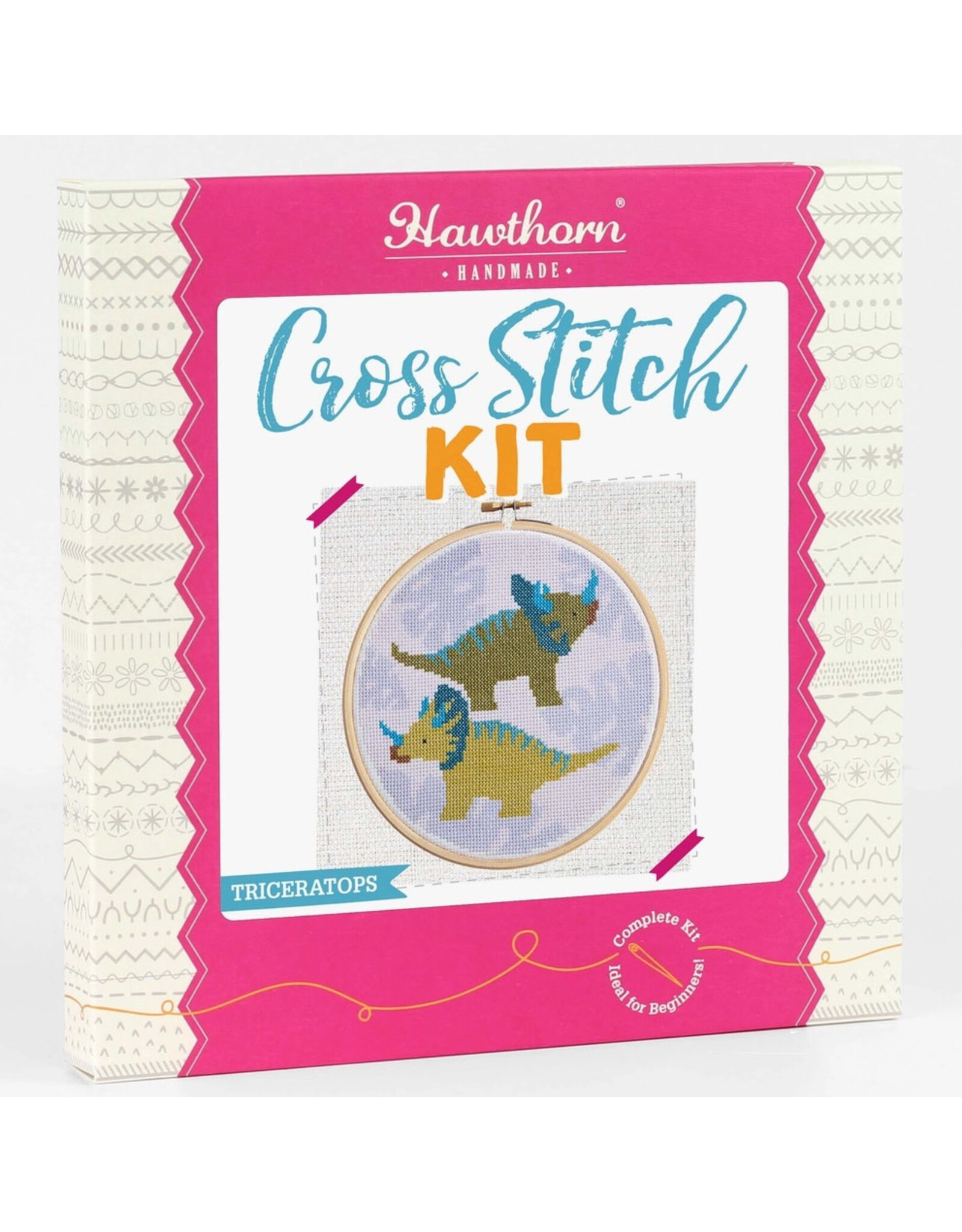 Hawthorne Handmade Triceratops Cross Stitch Kit