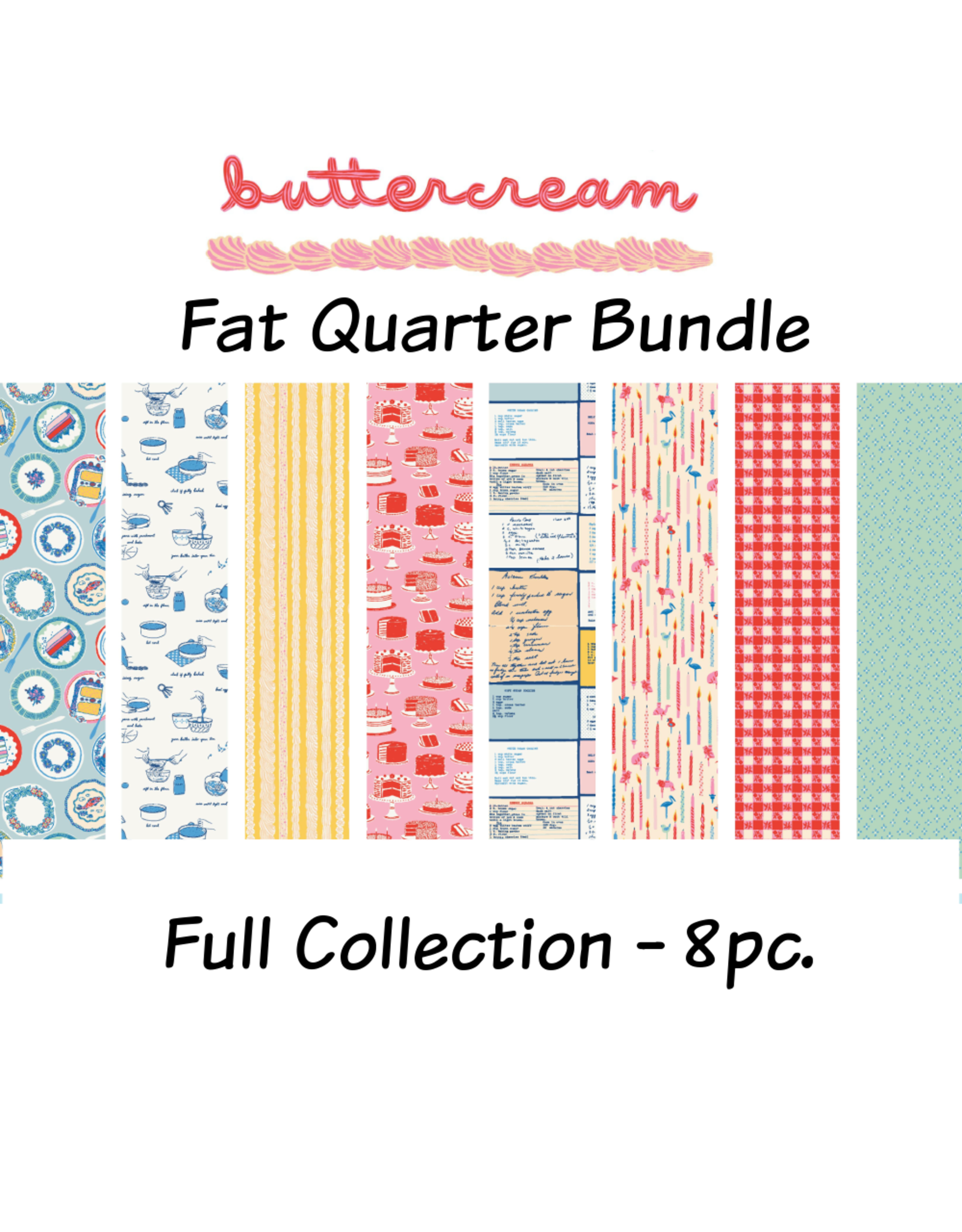 Cloud9 Fabrics Buttercream, Fat Quarter Bundle containing 8 pcs.