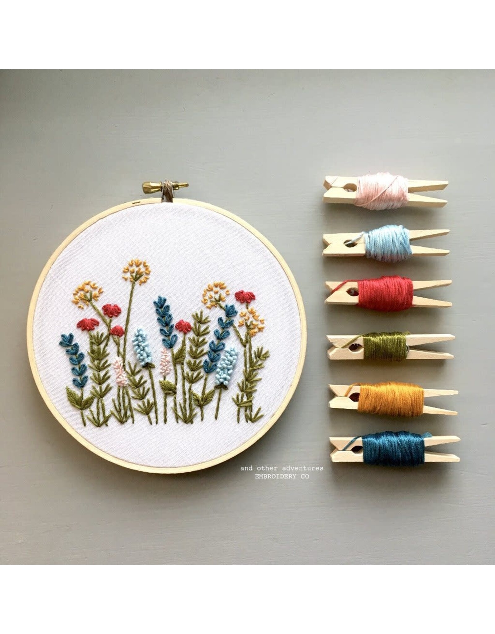 And Other Adventures Embroidery Co. Bright Summer Meadow, Beginner Embroidery Kit
