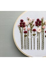 And Other Adventures Embroidery Co. Burgundy & Blush Wildflowers, Beginner Embroidery Kit