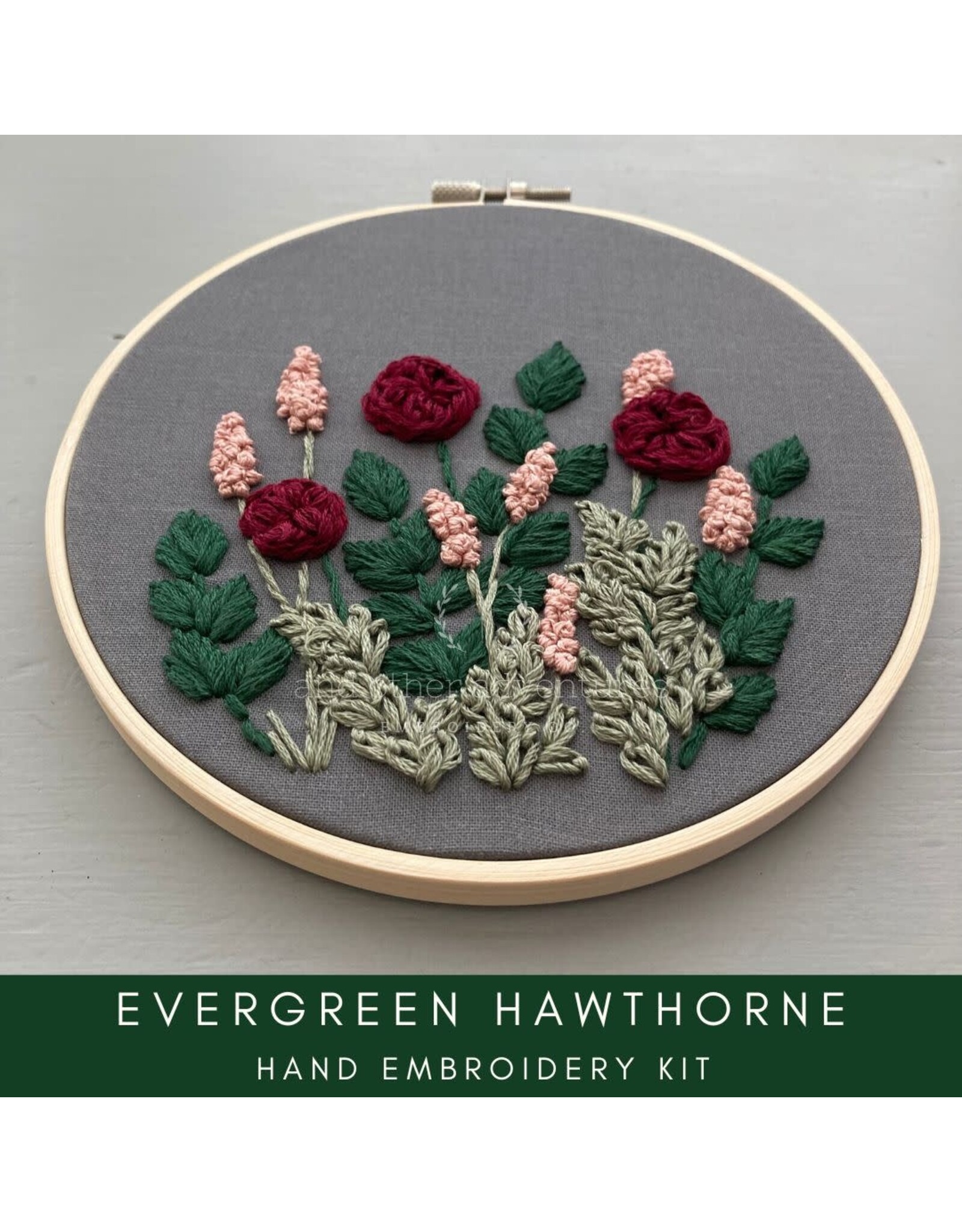 And Other Adventures Embroidery Co. Evergreen Hawthorne, Intermediate Embroidery Kit