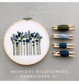 And Other Adventures Embroidery Co. Midnight Wildflowers, Beginner Embroidery Kit