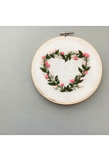 And Other Adventures Embroidery Co. Pink Floral Heart, Beginner Embroidery Kit