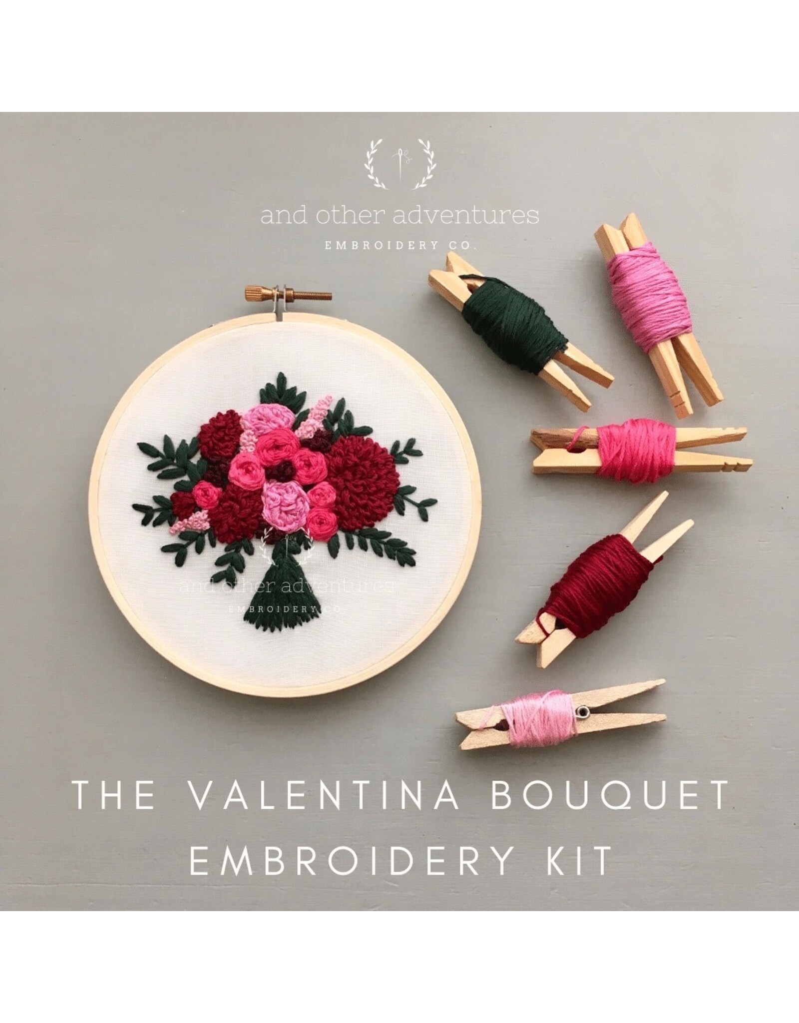 And Other Adventures Embroidery Co. The Valentina Bouquet, Intermediate Embroidery Kit