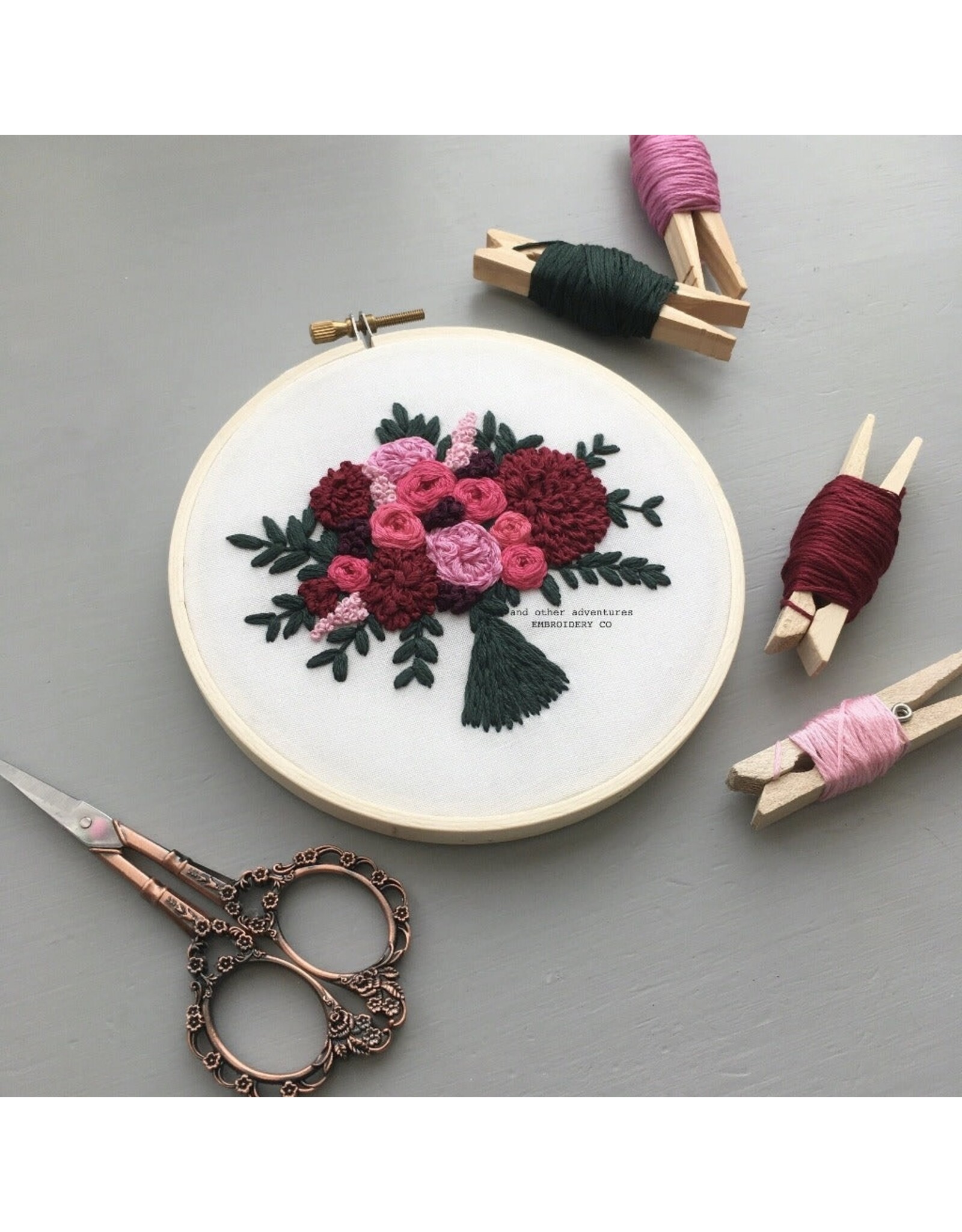 And Other Adventures Embroidery Co. The Valentina Bouquet, Intermediate Embroidery Kit