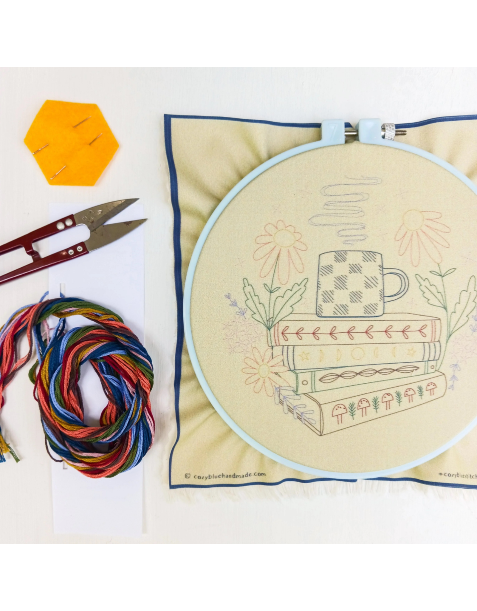 cozyblue ON ORDER-Book Nook Embroidery Kit from cozyblue