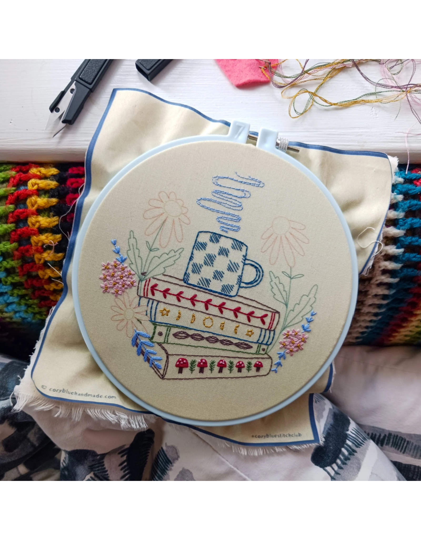 cozyblue ON ORDER-Book Nook Embroidery Kit from cozyblue