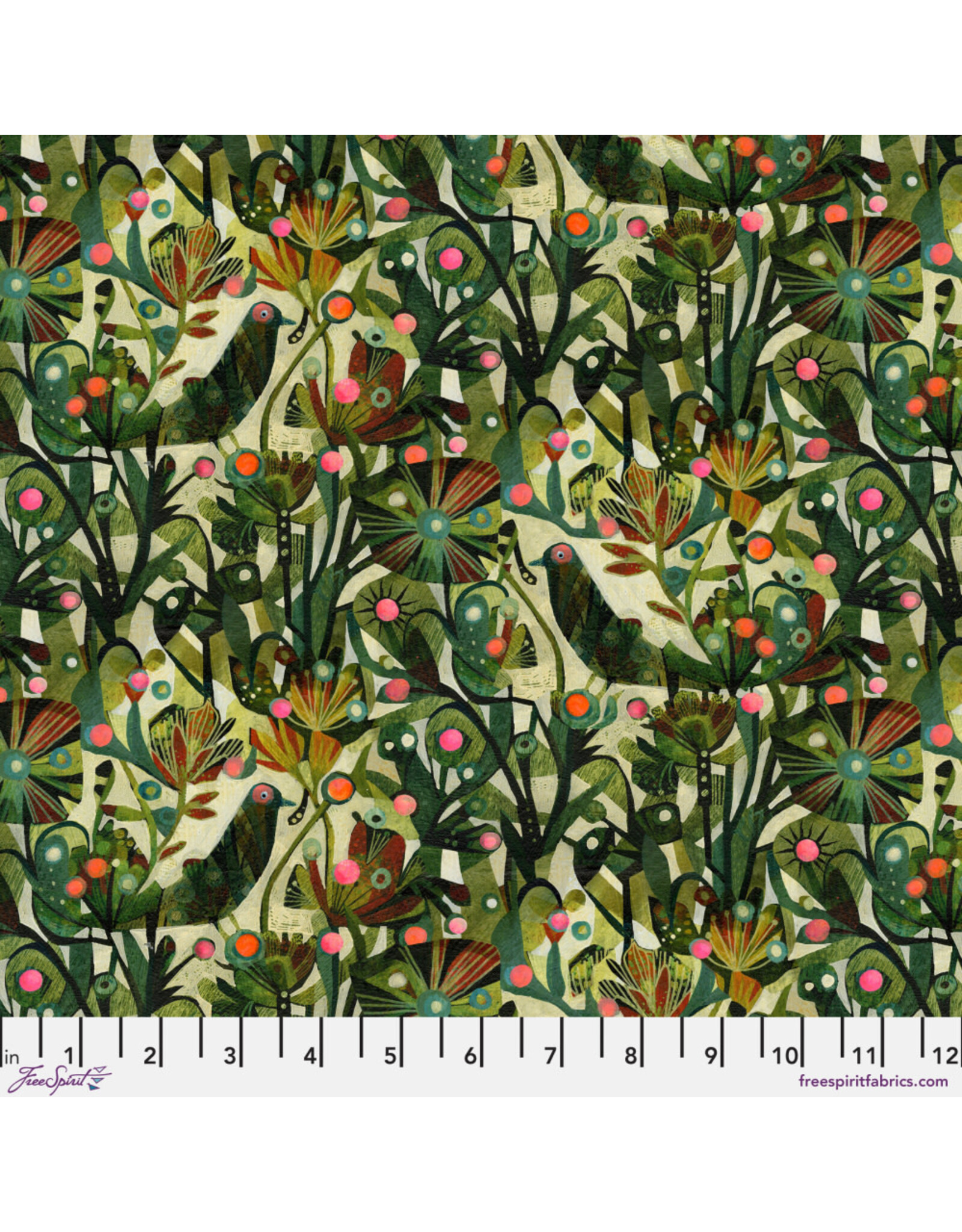 Free Spirit In the Pink, Sabah in Green, Fabric Half-Yards