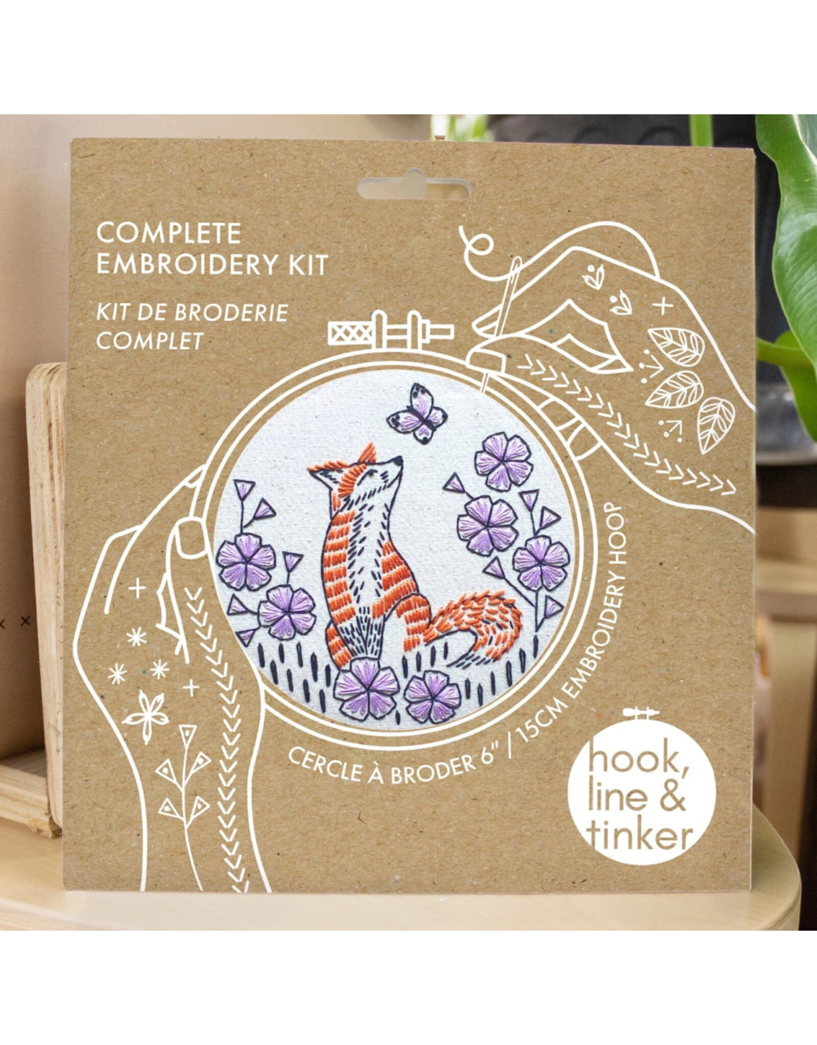 Hook, Line & Tinker Fox in Phlox, Embroidery Kit