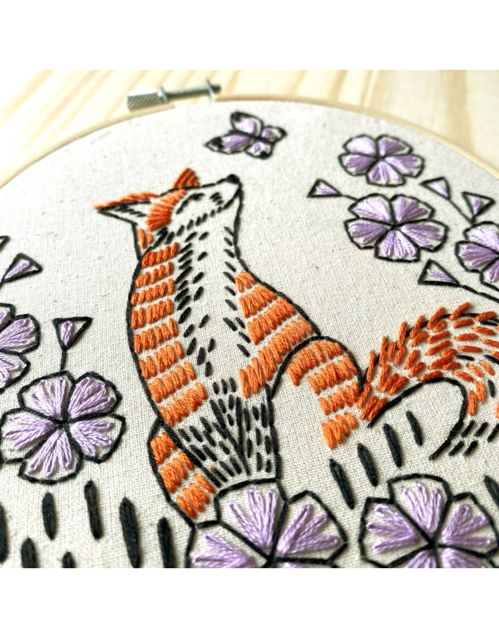 Hook, Line & Tinker Fox in Phlox, Embroidery Kit