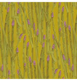 Martha Negley Garden, Asparagus Stripe in Gold, Fabric Half-Yards