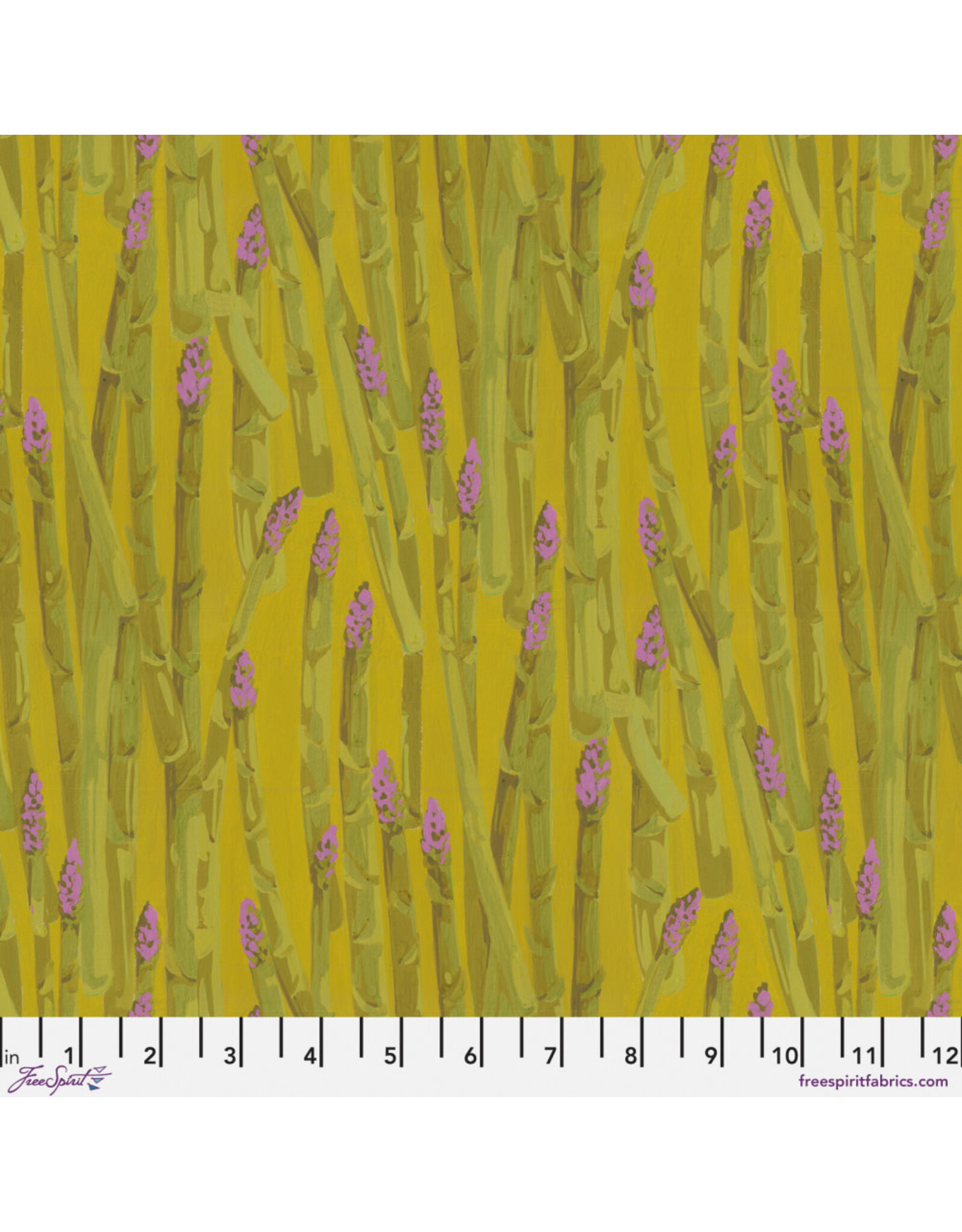 Martha Negley Garden, Asparagus Stripe in Gold, Fabric Half-Yards
