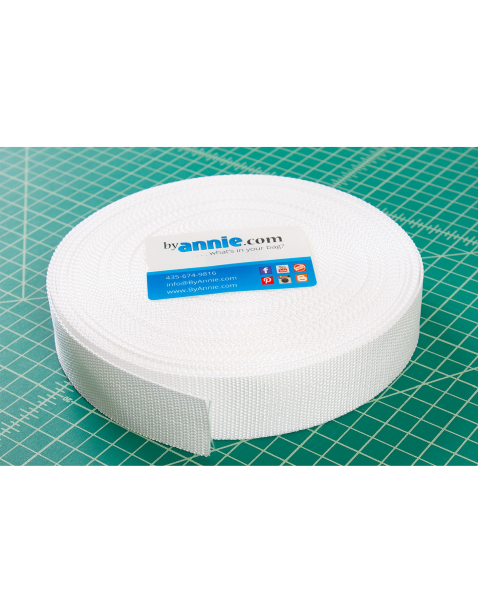 By Annie White Polypro Webbing Strapping 1.5" wide, by the yard