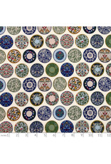 Japan Import Senyo Japan, Art Nouveau Plates in Multi, Fabric Half-Yards