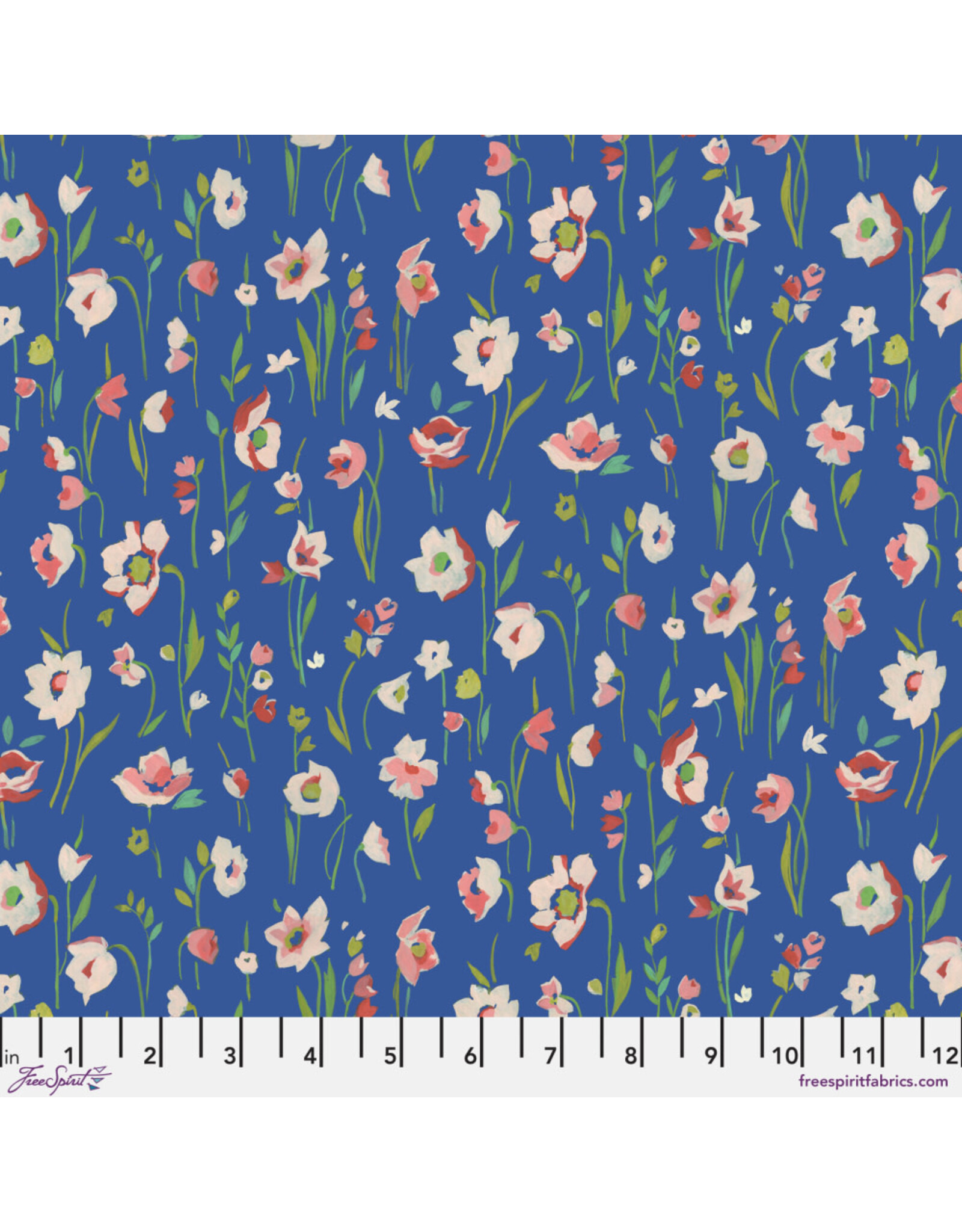 Free Spirit Parterre, Woodland Blooms in Blue, Fabric Half-Yards
