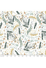 Figo Green World, Botanical in White, Fabric Half-Yards