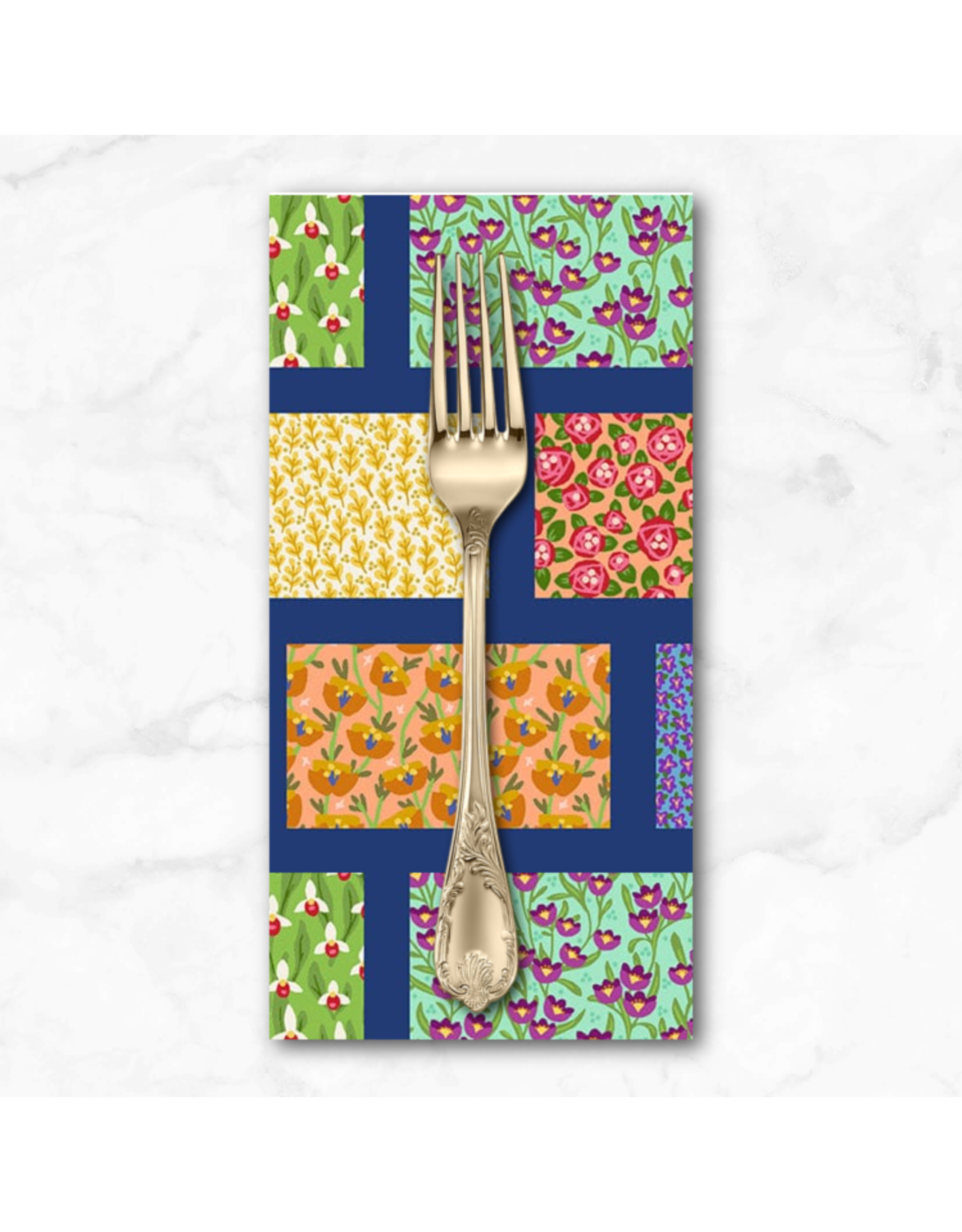 PD's Andover Collection Floral States of America, Brick Layout Cheater in Multi,  Dinner Napkin