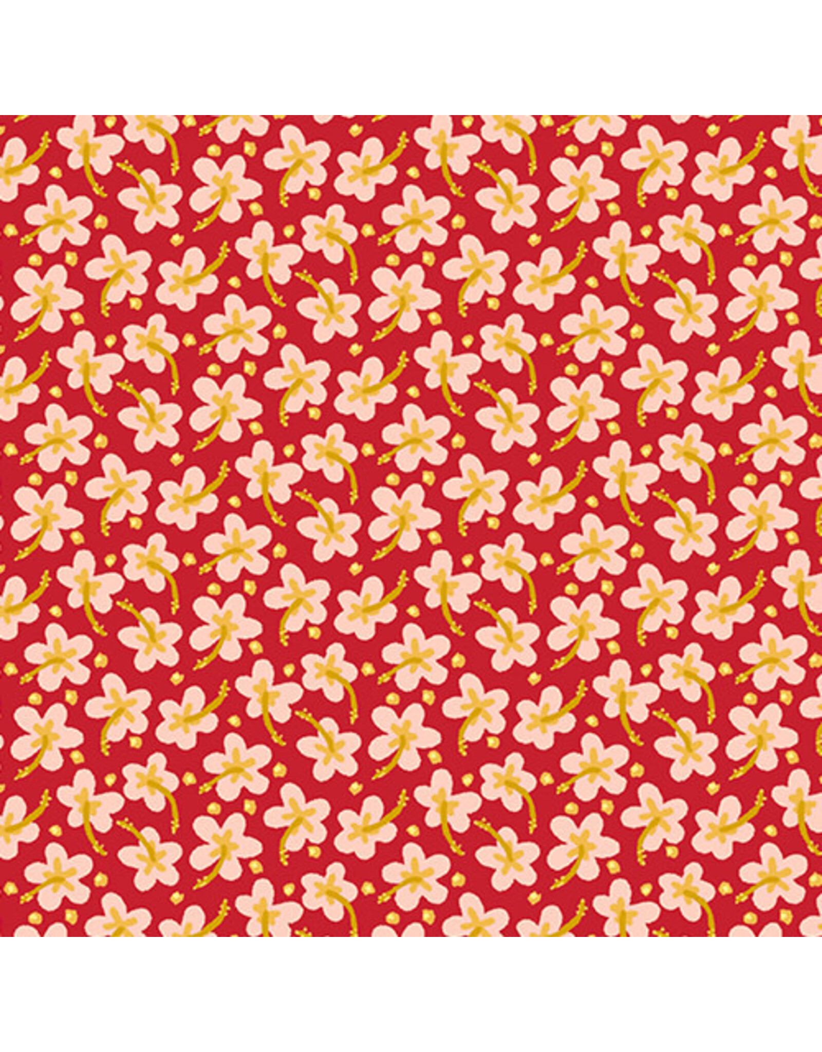 Andover Fabrics Floral States of America, Hawaii Yellow Hibiscus, Fabric Half-Yards