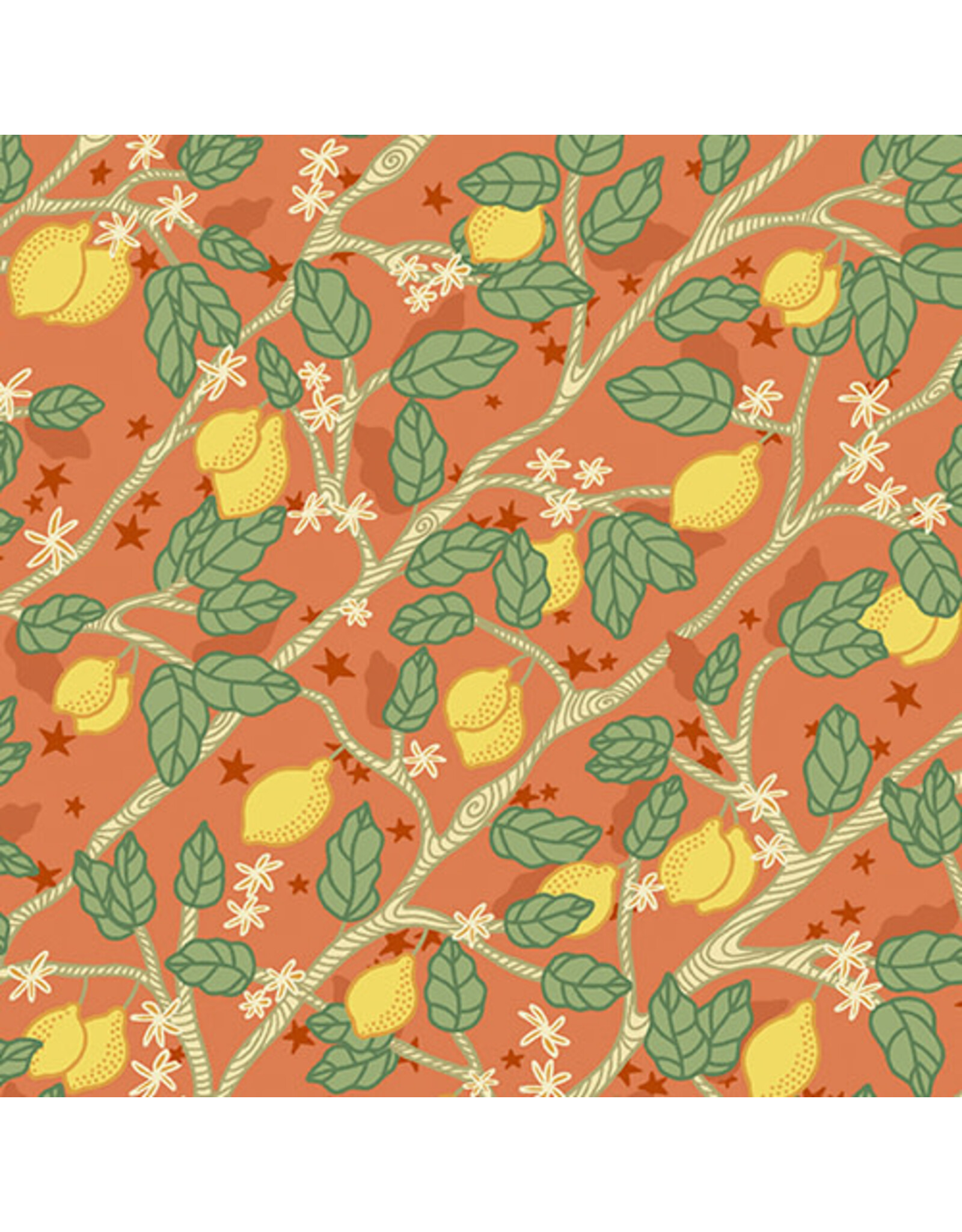 Eye Candy Quilts ON SALE-5 YARD CUT, Ciao Bella, Limoni in Coral