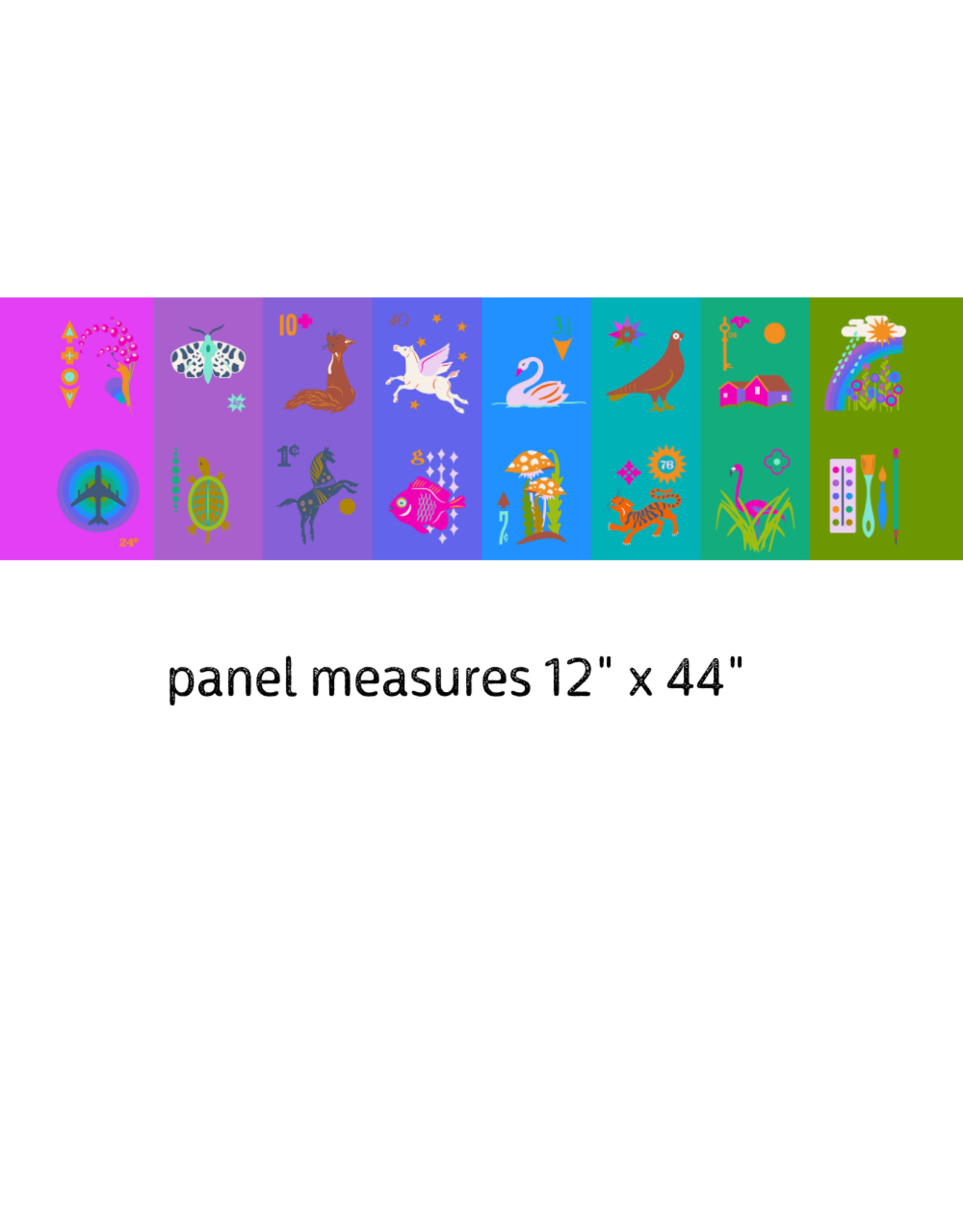 Alison Glass Postmark, Ephemera in Cool, 12" x 44" Fabric Panel