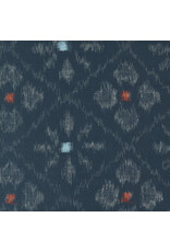 Debbie Maddy ON SALE - 5 YARD CUT, Indigo Blooming, Asagao Ikat in Midnight